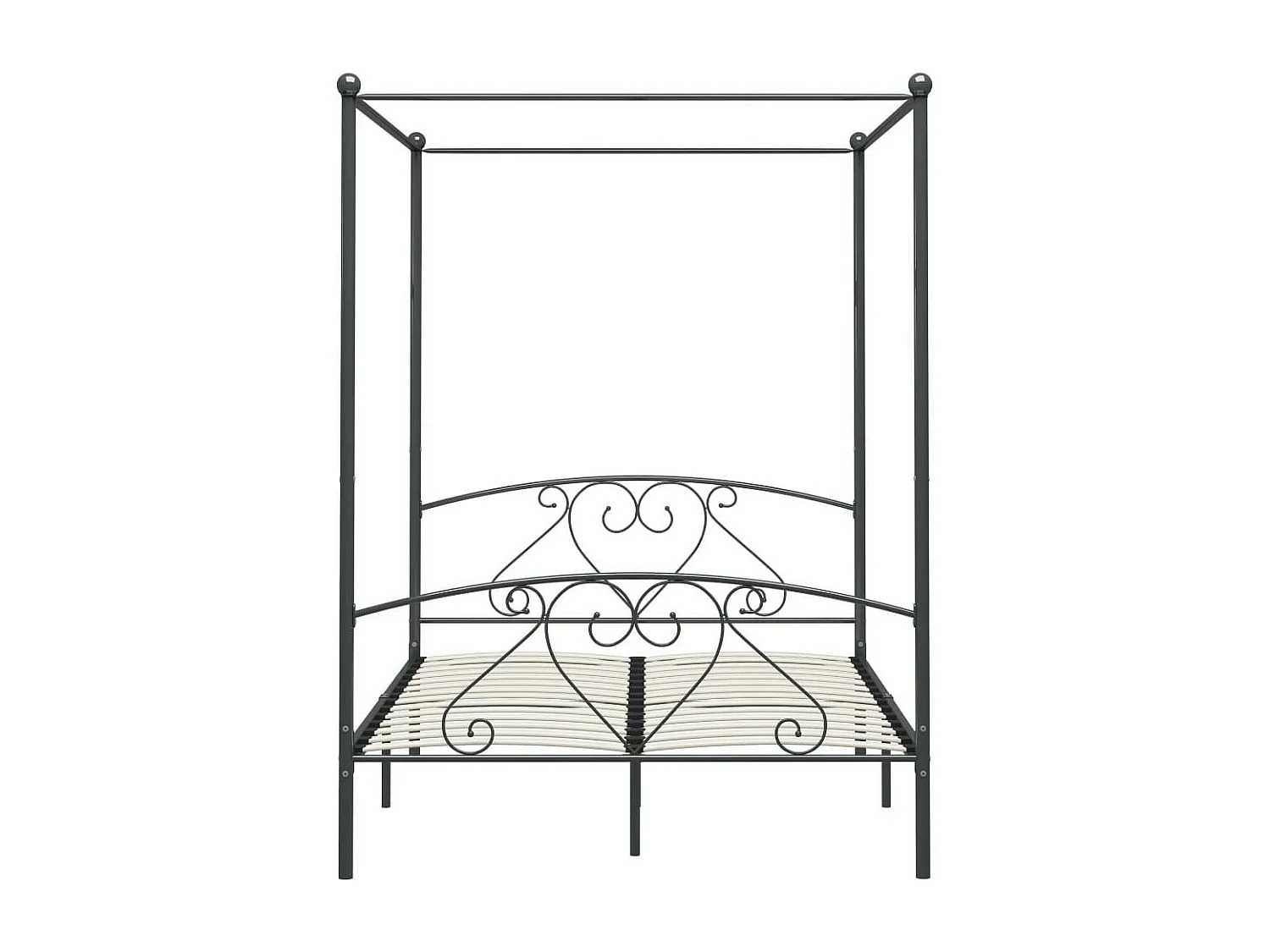 Lit à baldaquin Gris Métal 140x200