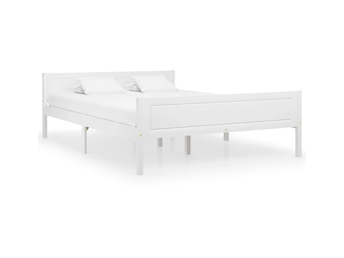 Lit Bois de pin massif Blanc 160x200