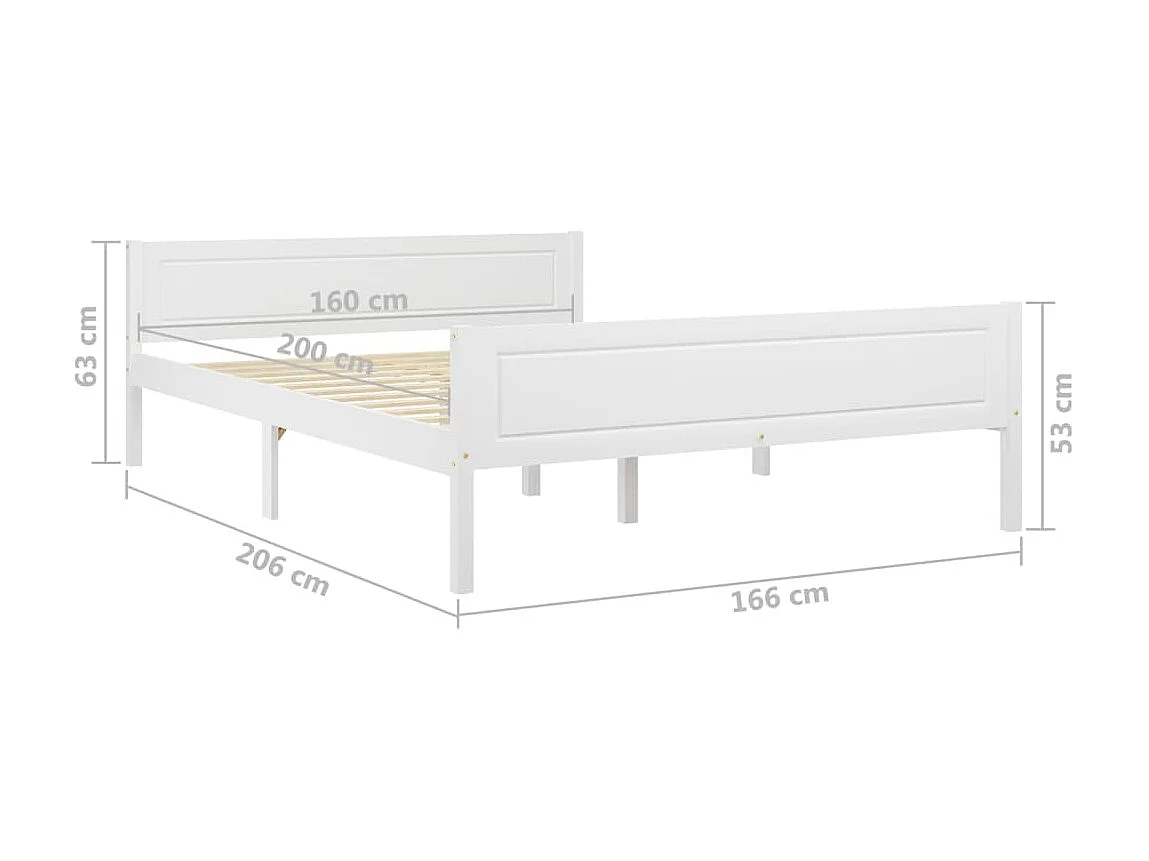 Lit Bois de pin massif Blanc 160x200