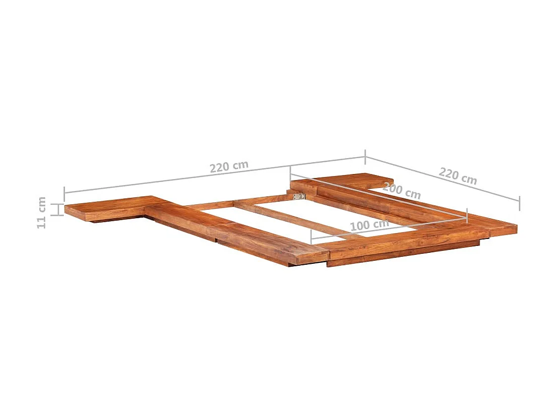 Lit Futon japonais Bois d'acacia massif 100x200