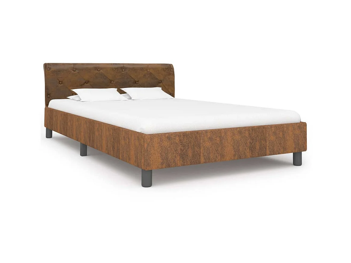 Lit Marron Similicuir daim 120x200 4