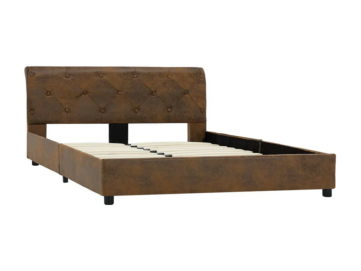 Lit Marron Similicuir daim 120x200 4