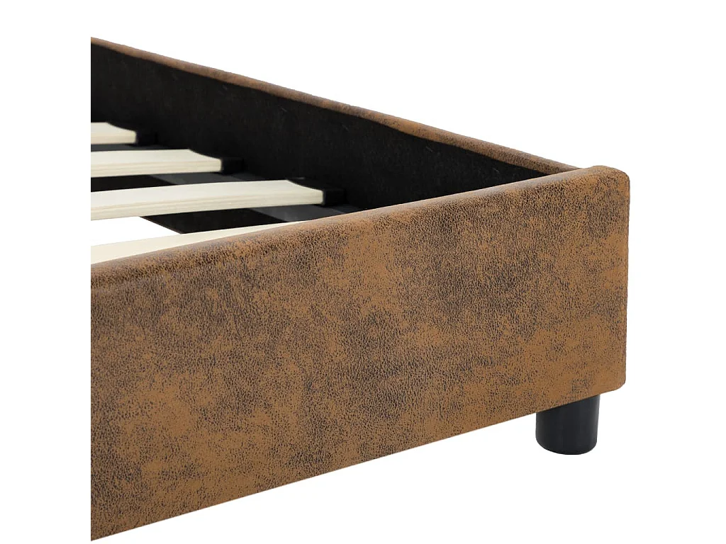 Lit Marron Similicuir daim 120x200 4