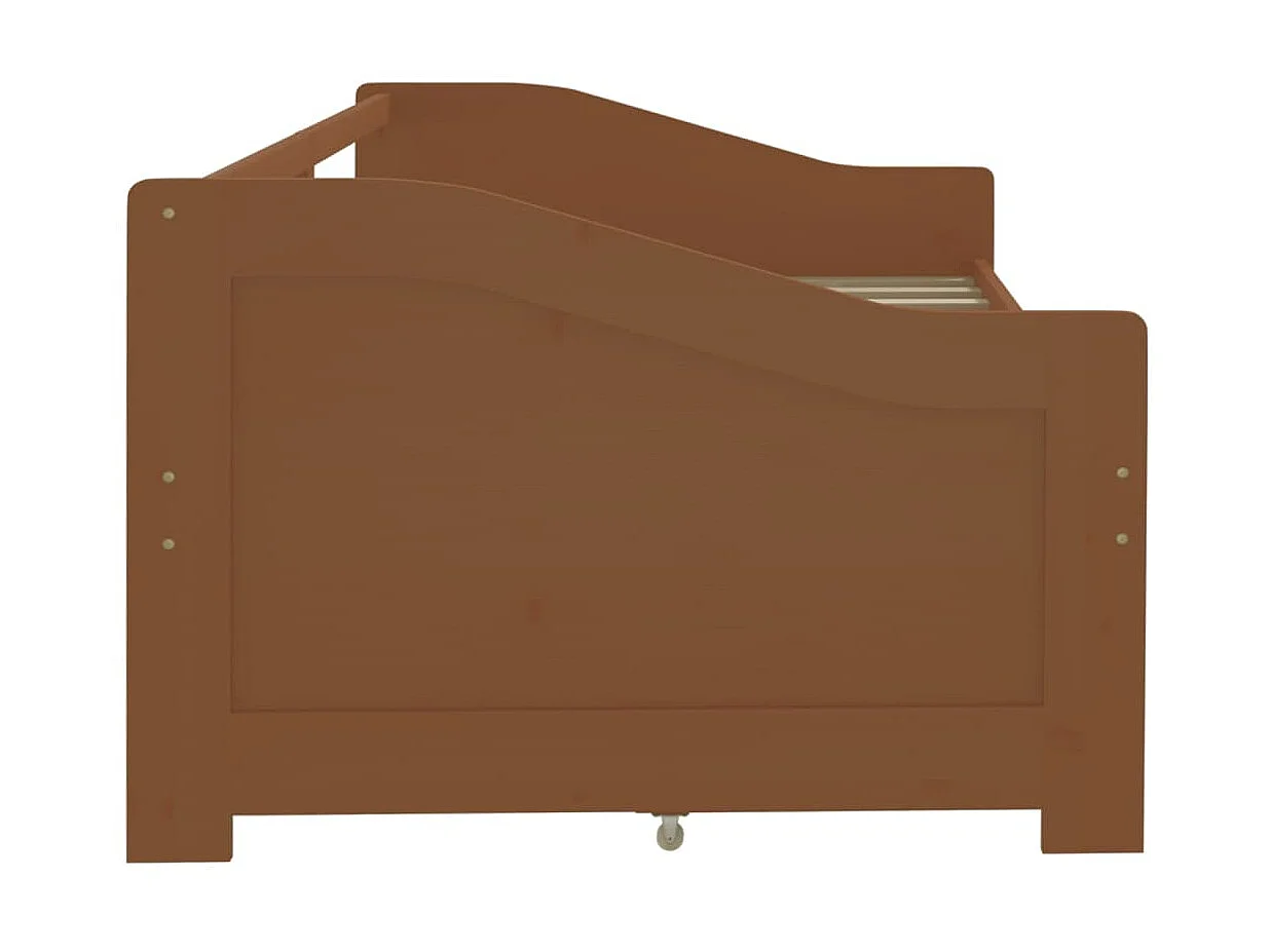 Lit de repos 3 places à tiroirs Marron miel Pin 90x200