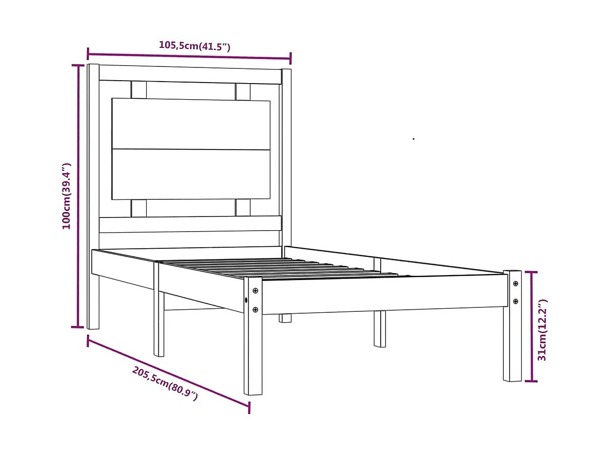 Lit Bois massif 100x200