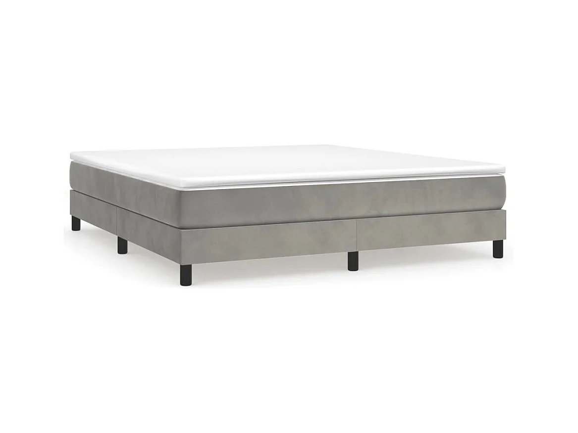 Lit à sommier tapissier et matelas Gris clair 180x200 Velours