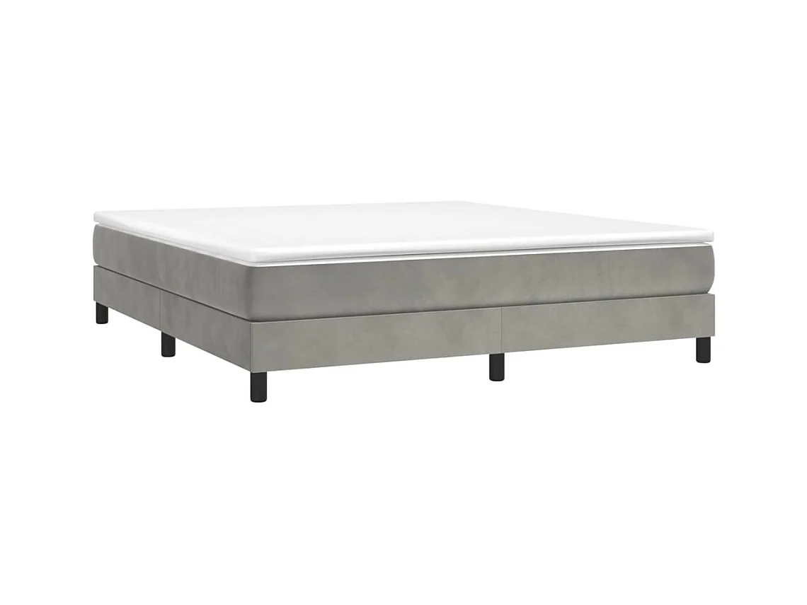 Cama box spring con colchón terciopelo gris claro 180x200 cm