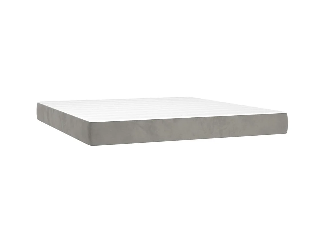 Cama box spring con colchón terciopelo gris claro 180x200 cm