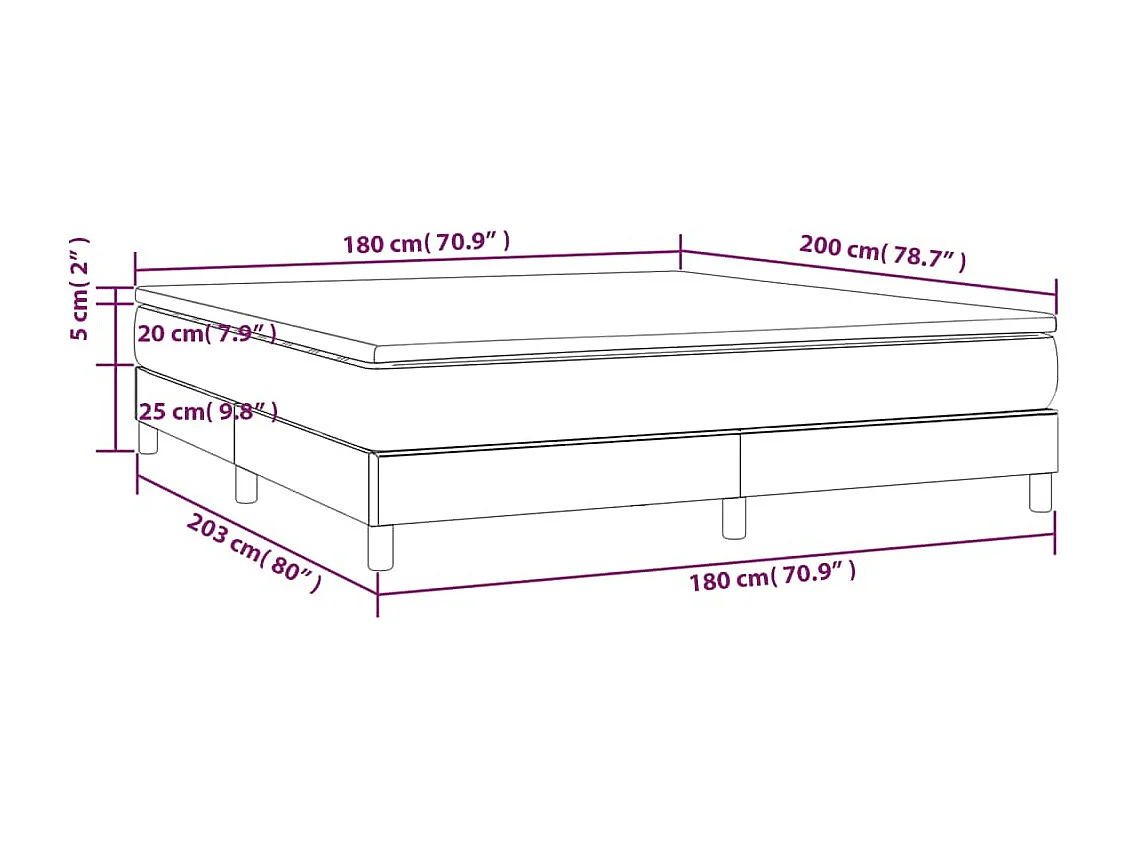 Lit à sommier tapissier et matelas Gris clair 180x200 Velours
