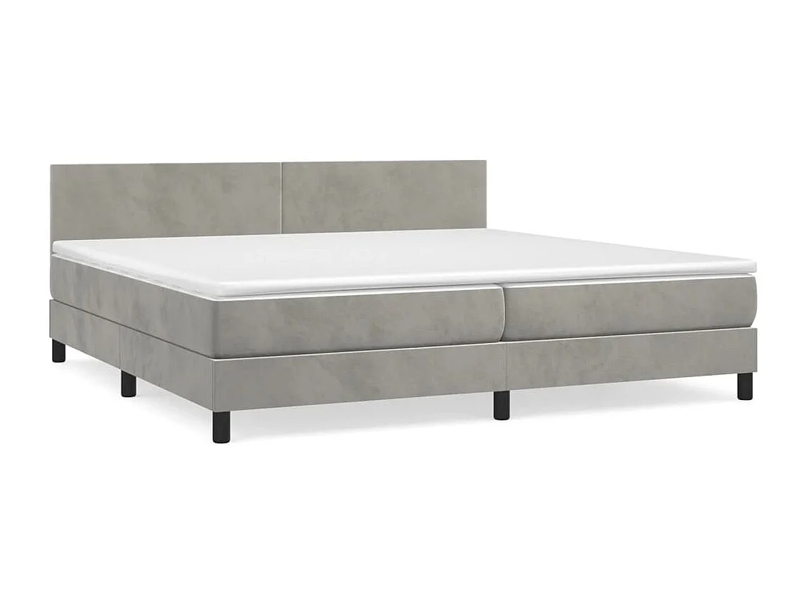 Lit à sommier tapissier et matelas Gris clair 200x200 Velours 3