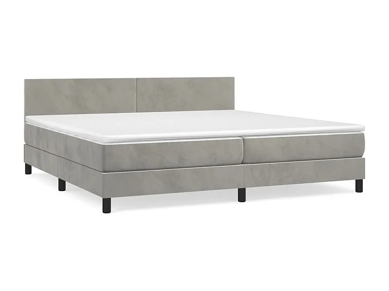 Lit à sommier tapissier et matelas Gris clair 200x200 Velours 3