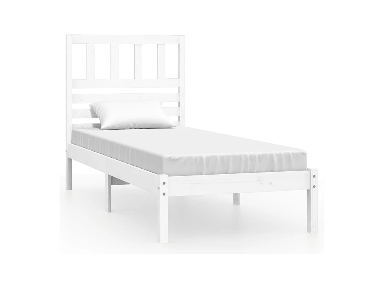 Lit Blanc Bois de pin massif 75x190 Petit simple 4