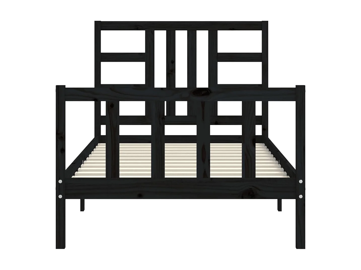 Lit avec tête de lit noir 90x190 bois massif