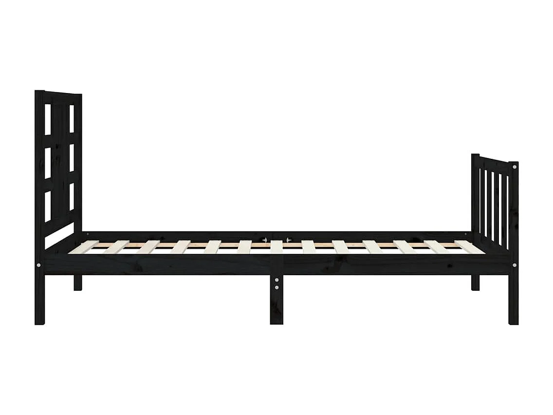 Lit avec tête de lit noir 90x190 bois massif