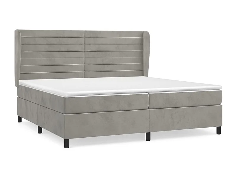 Lit à sommier tapissier et matelas Gris clair 200x200 Velours 2
