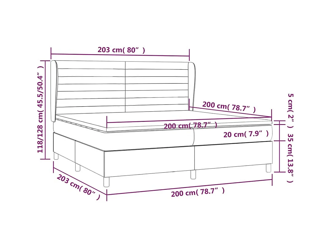 Cama box spring con colchón terciopelo gris claro 200x200 cm