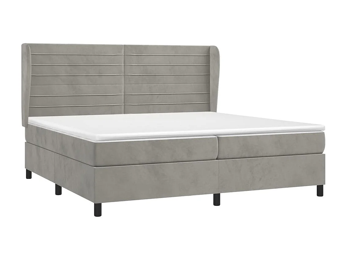 Lit à sommier tapissier et matelas Gris clair 200x200 Velours 2