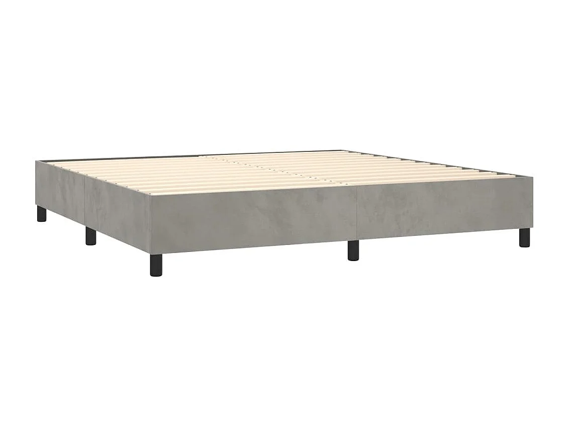 Lit à sommier tapissier et matelas Gris clair 200x200 Velours 2