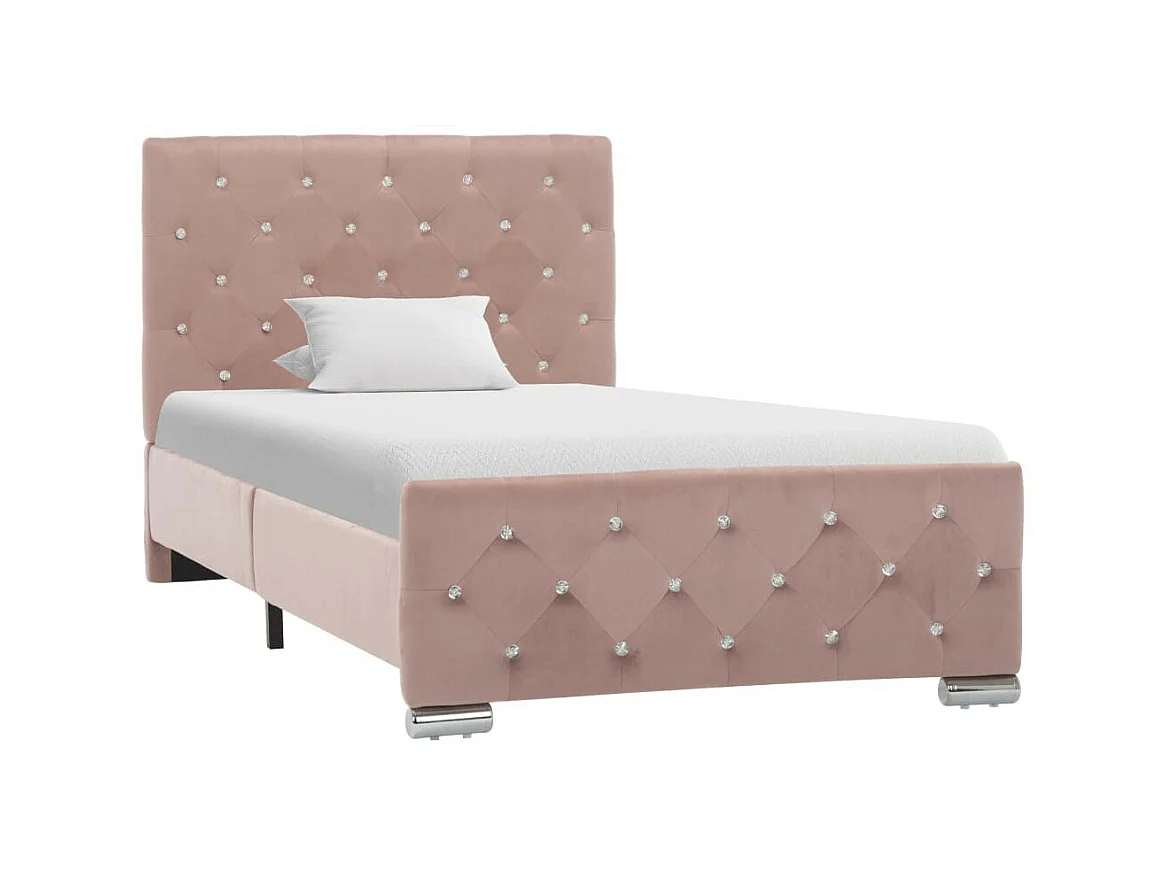 Bedframe fluweel roze 90x200 cm