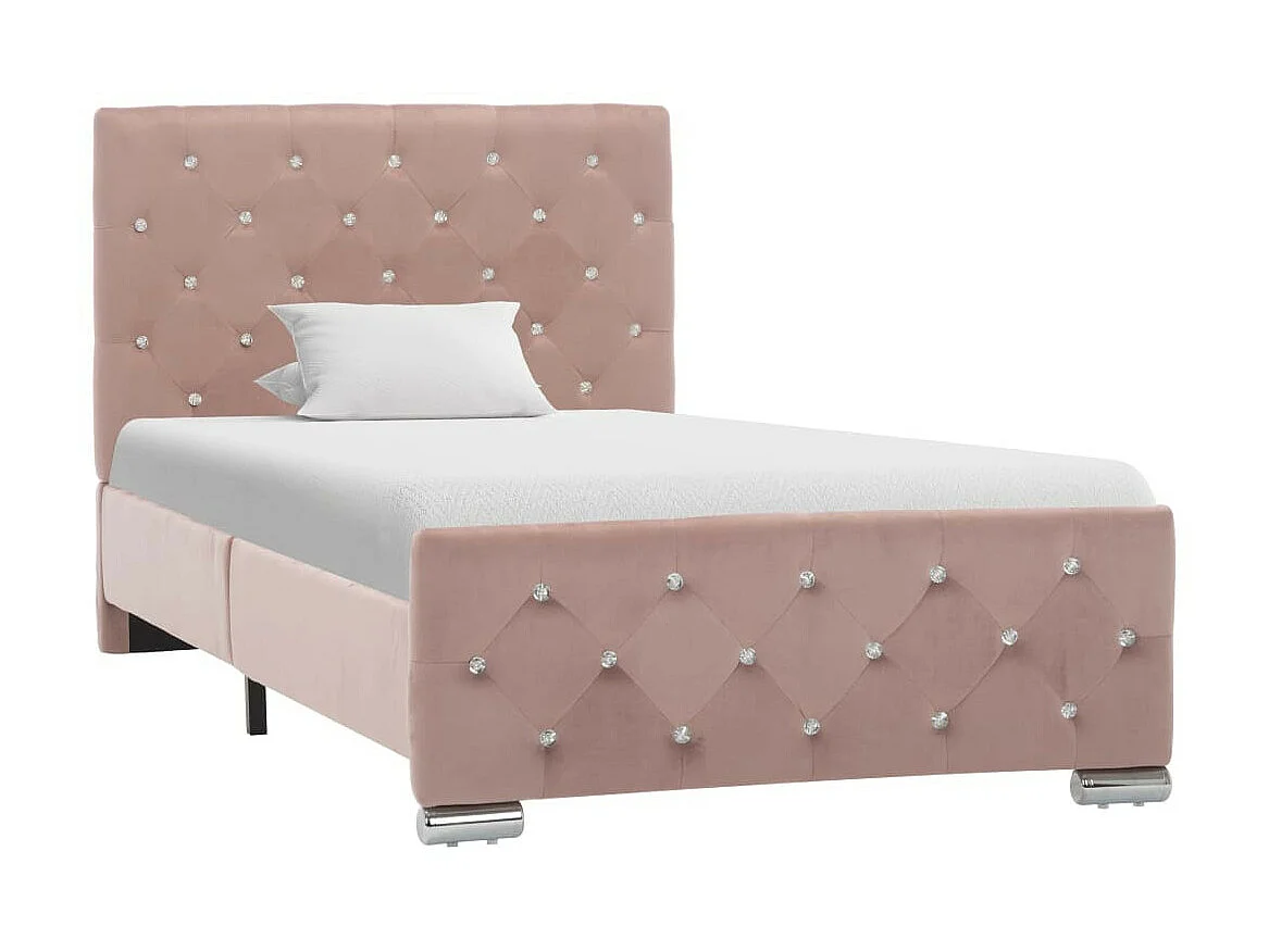 Estructura de cama de terciopelo rosa 90x200 cm