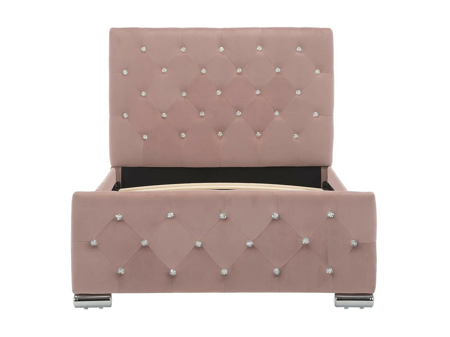 Estructura de cama de terciopelo rosa 90x200 cm