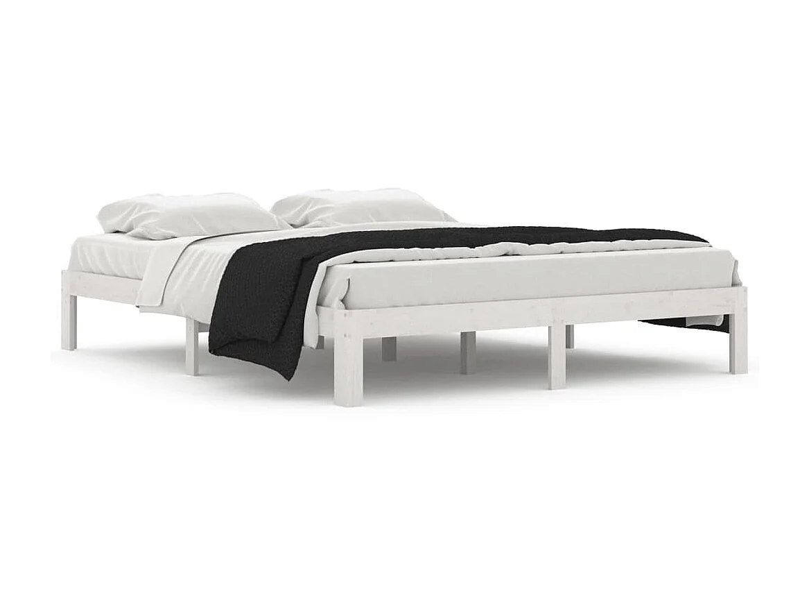 Lit Blanc Bois de pin massif 160x200 8