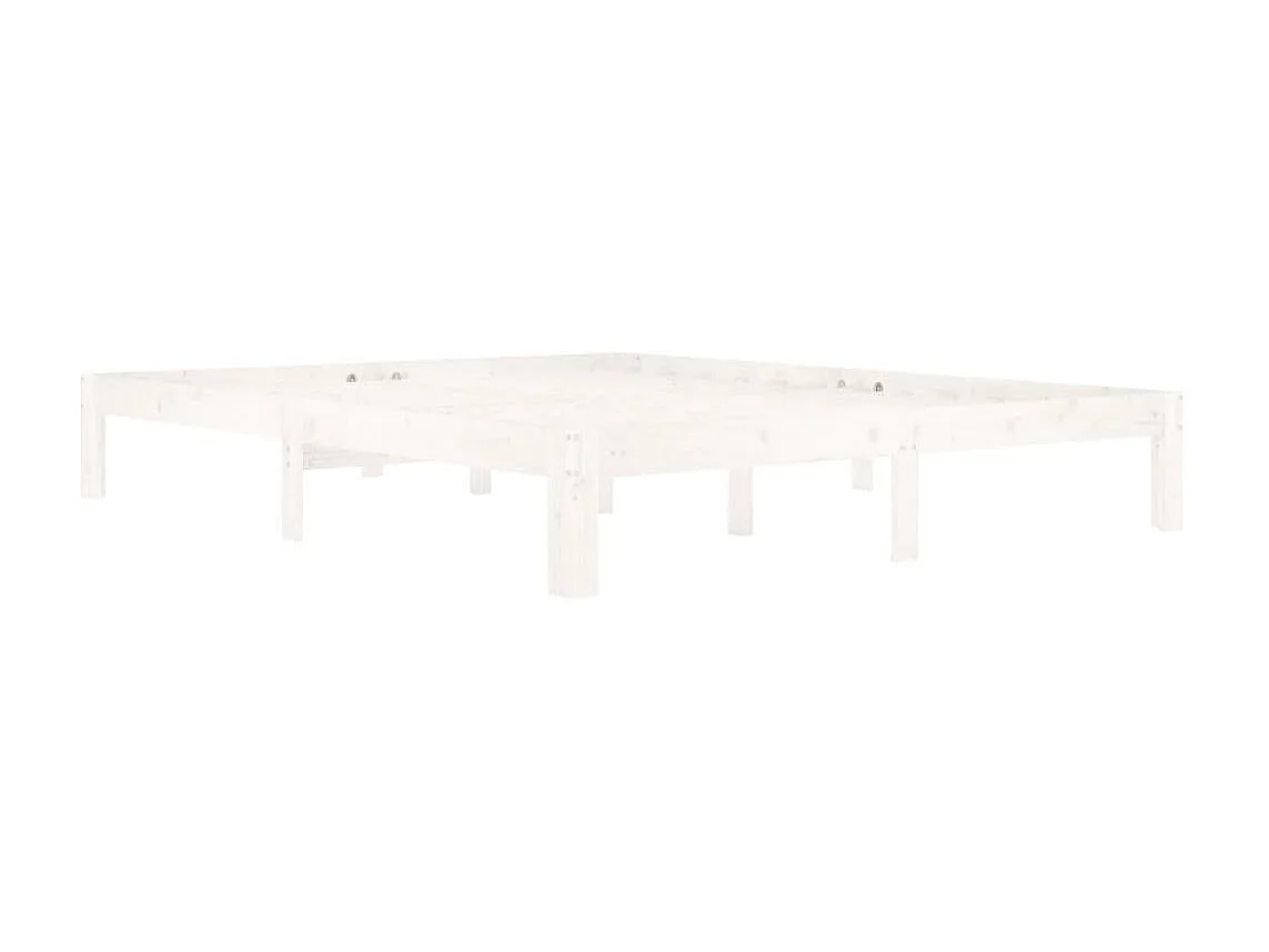 Lit Blanc Bois de pin massif 160x200 8