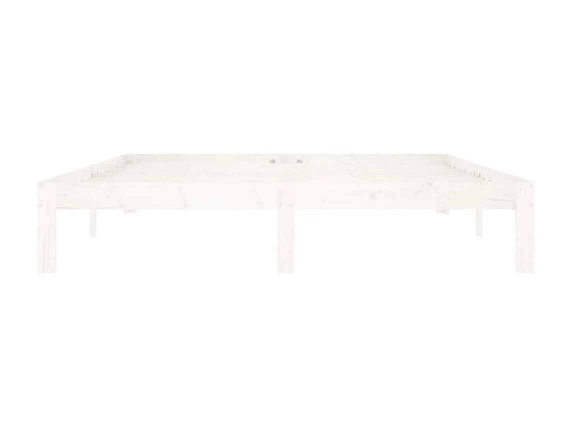 Lit Blanc Bois de pin massif 160x200 8
