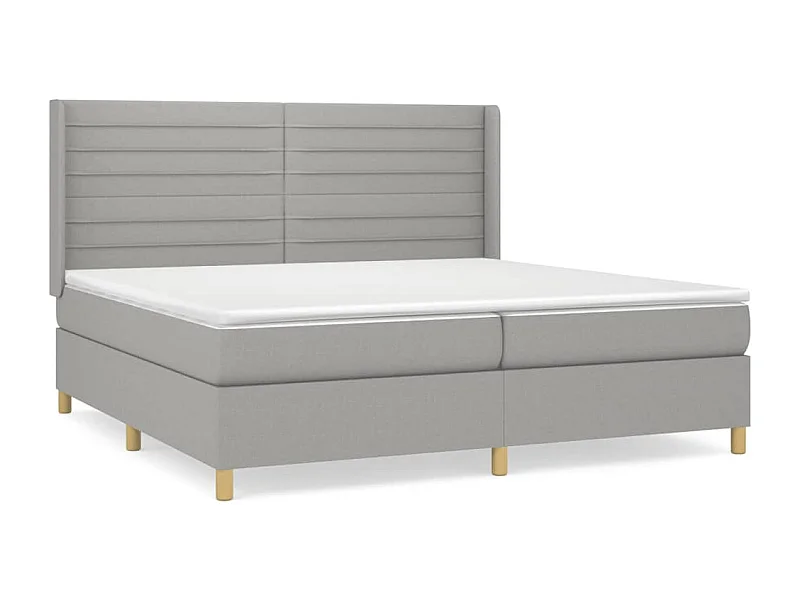 Lit à sommier tapissier avec matelas Gris clair 200x200 Tissu 6