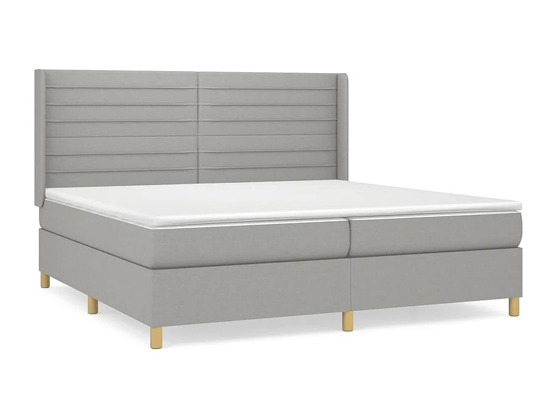 Lit à sommier tapissier avec matelas Gris clair 200x200 Tissu 6