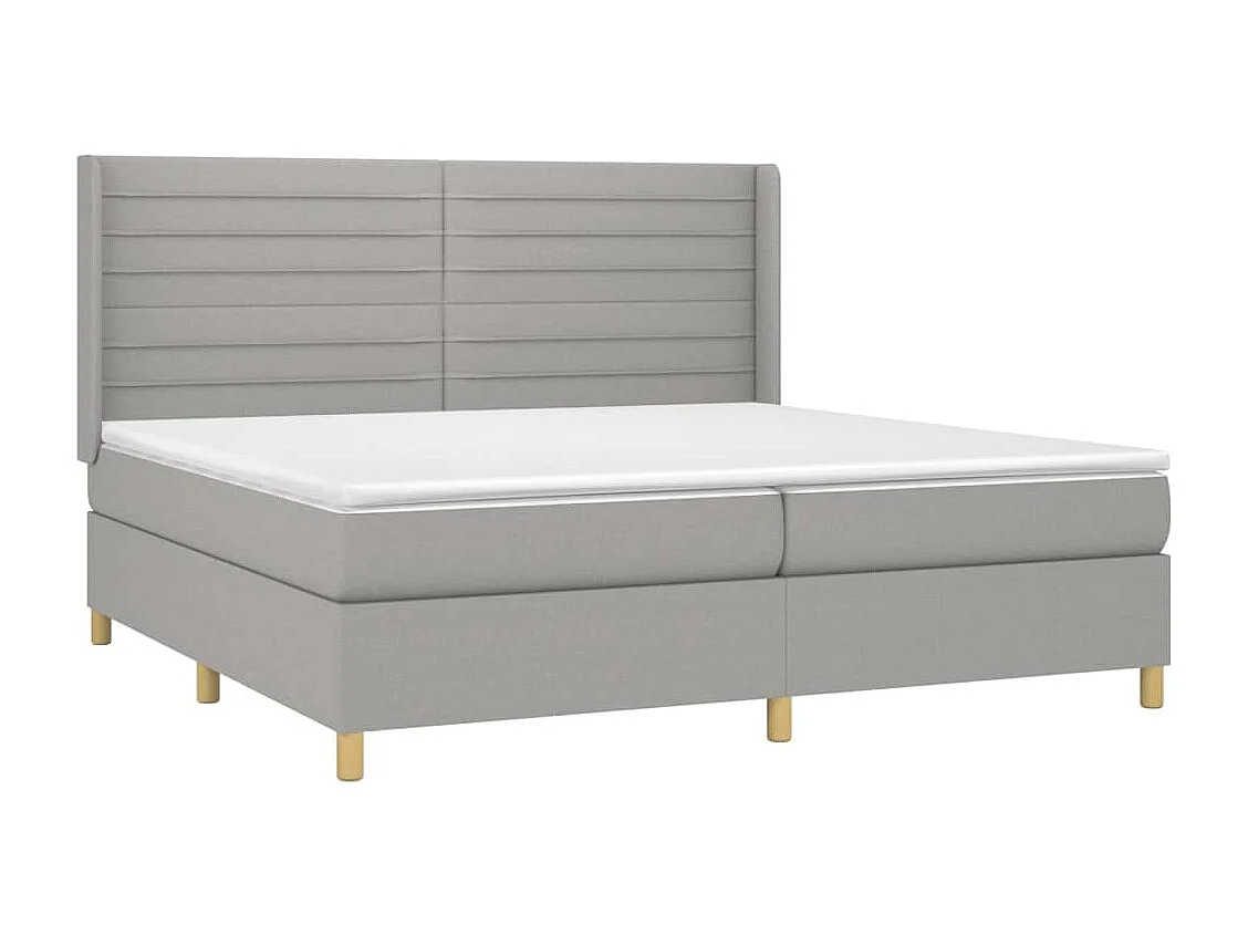 Lit à sommier tapissier avec matelas Gris clair 200x200 Tissu 6