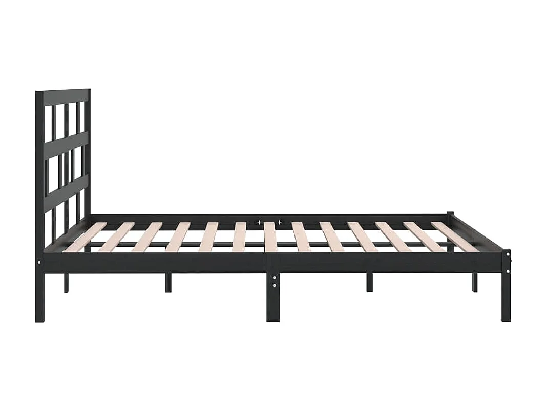 Lit Noir Bois de pin massif 200x200 6