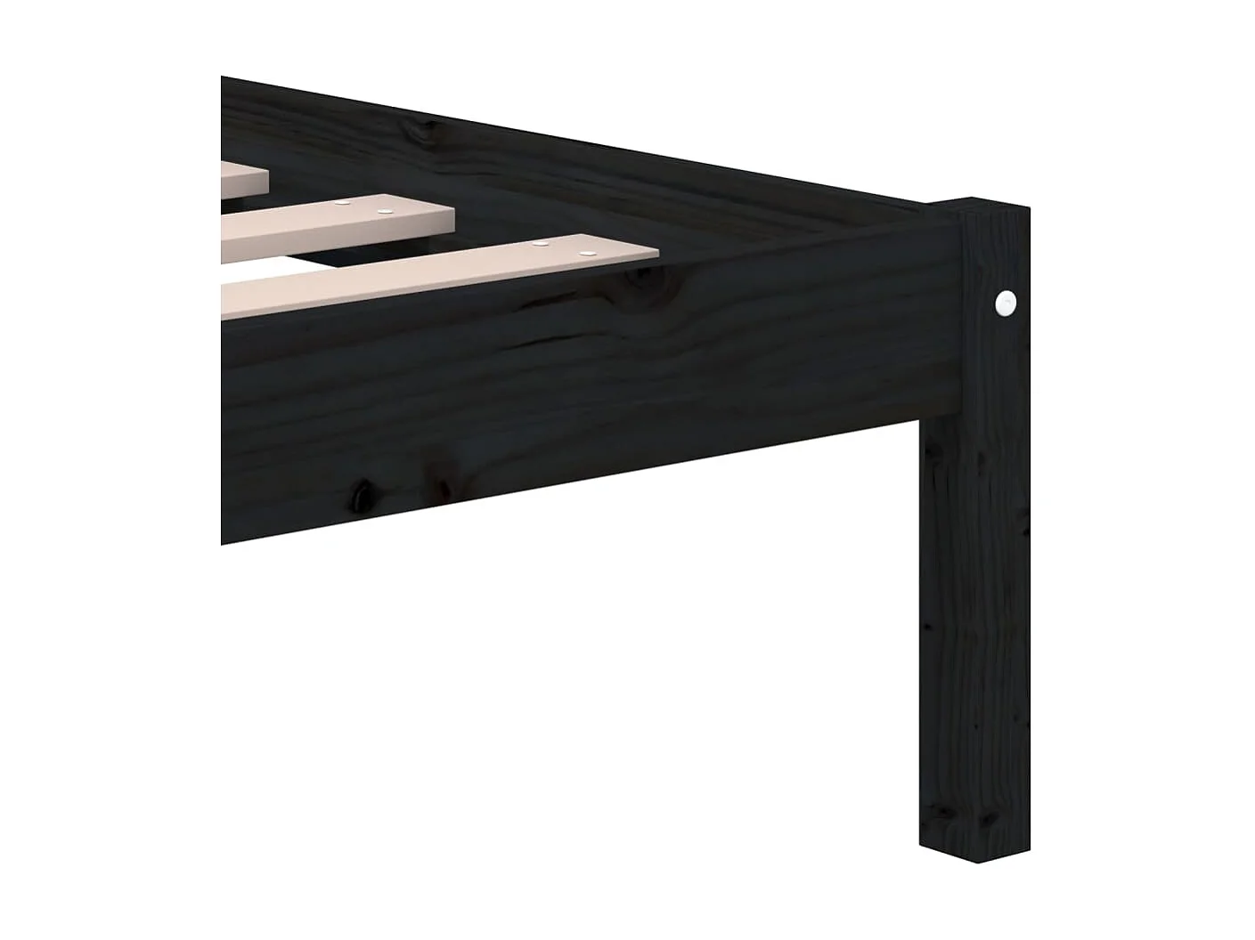 Lit Noir Bois de pin massif 200x200 6