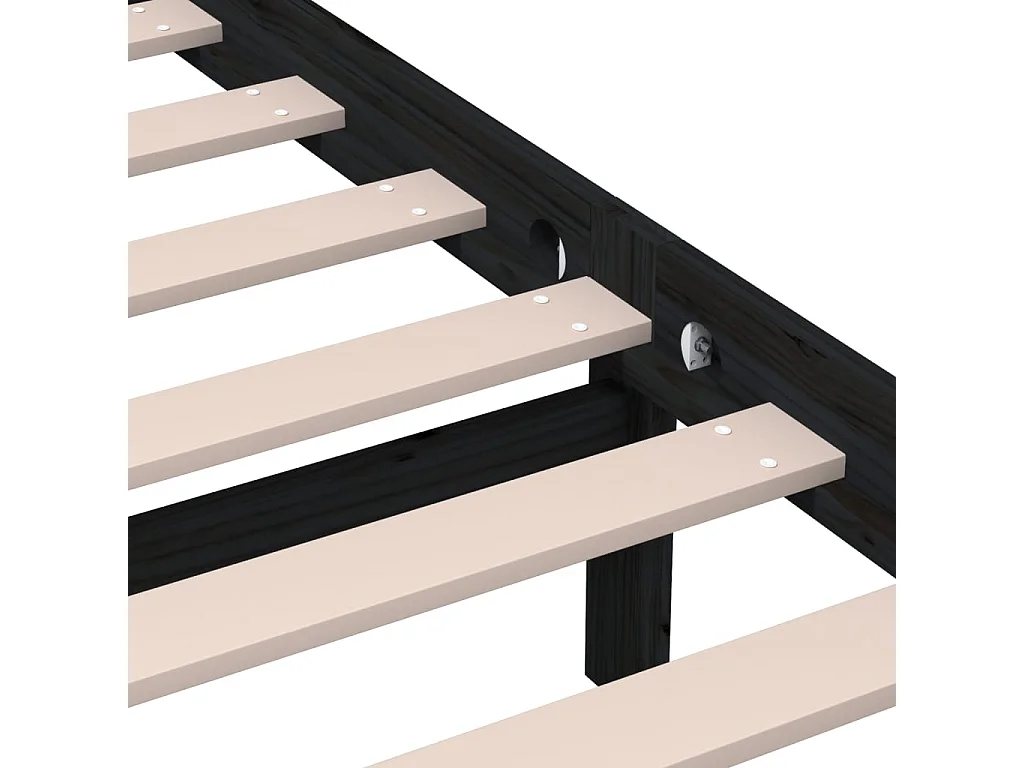 Lit Noir Bois de pin massif 200x200 6