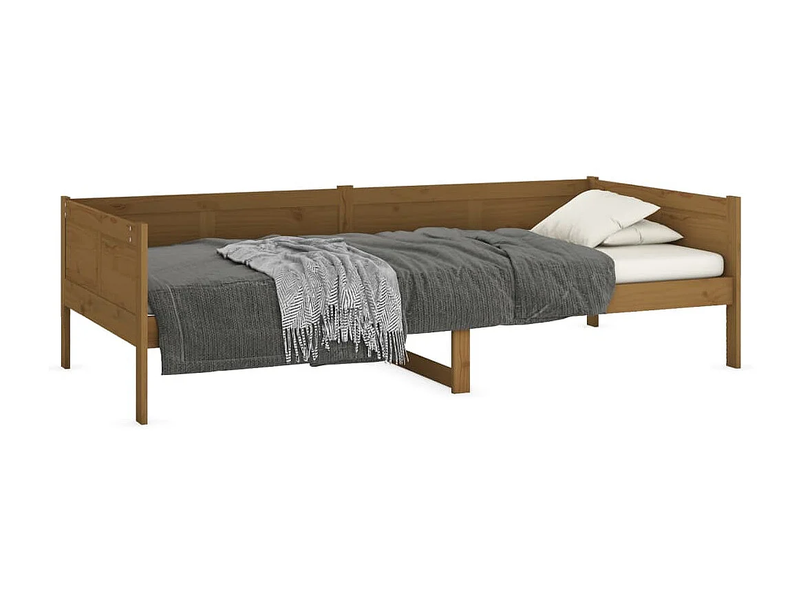 Lit de jour Marron miel Bois massif de pin 90x190 2