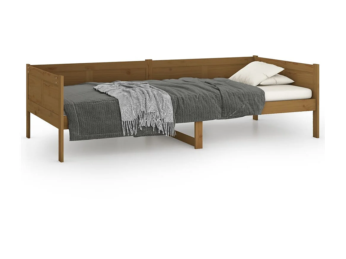 Lit de jour Marron miel Bois massif de pin 90x190 2