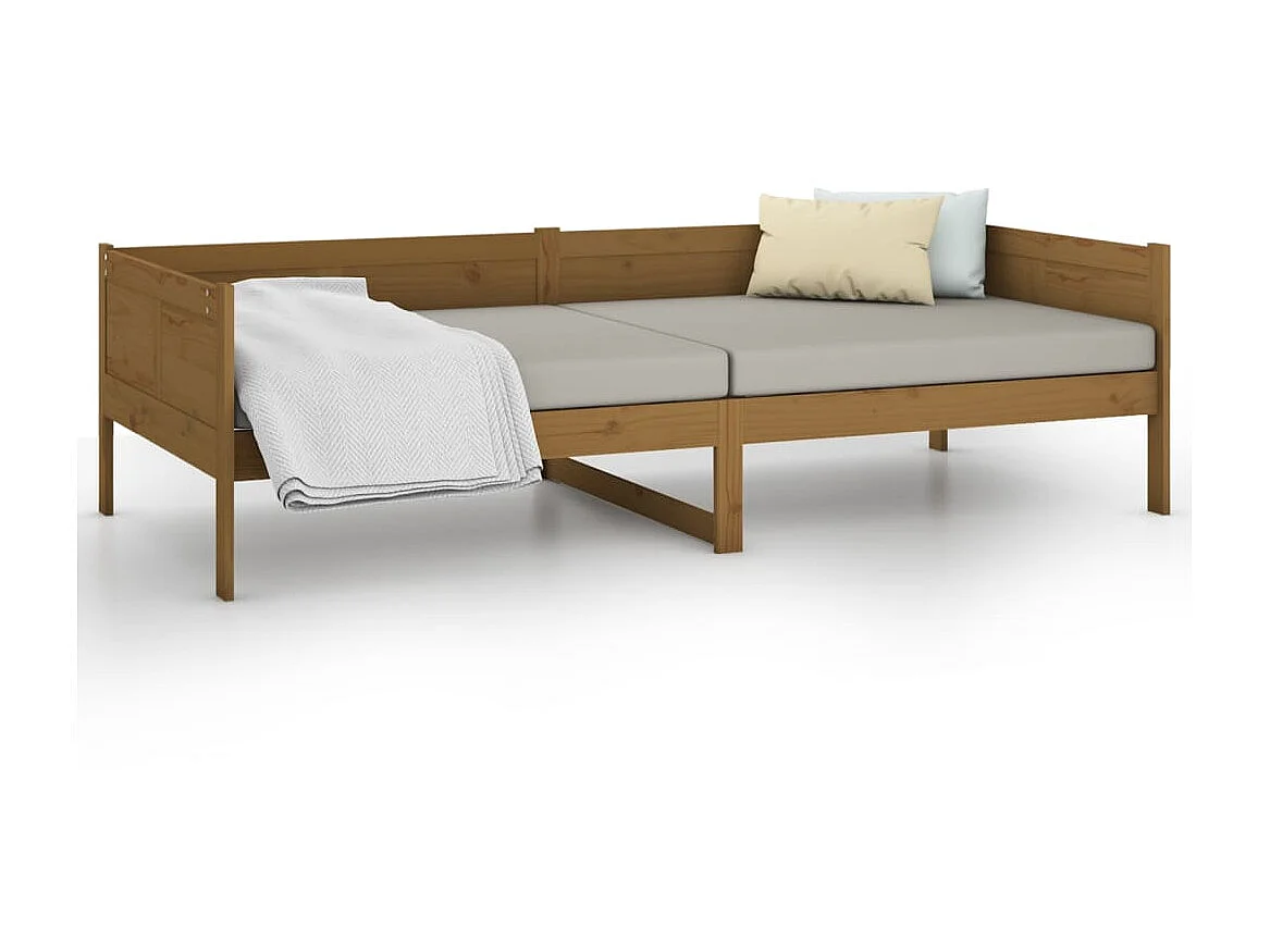 Lit de jour Marron miel Bois massif de pin 90x190 2