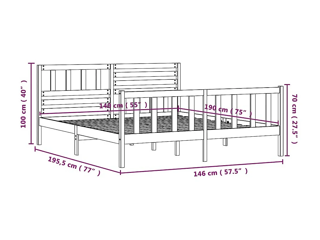 Lit Bois massif 140x190 2