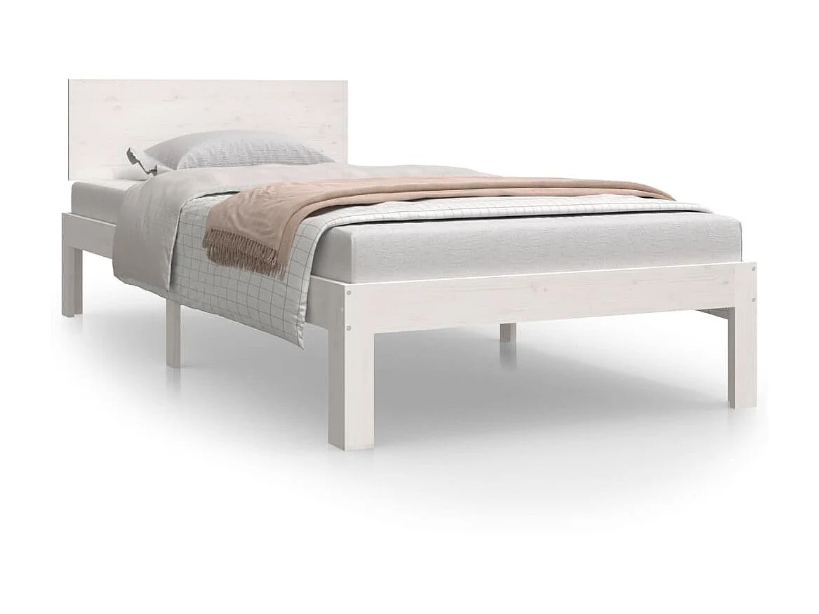 Lit Blanc Bois de pin massif 90x200 7