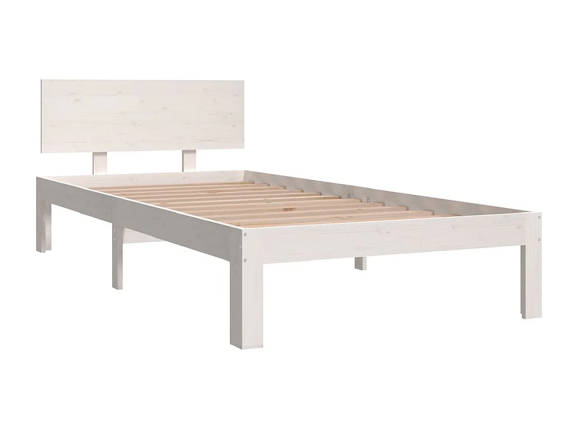 Lit Blanc Bois de pin massif 90x200 7