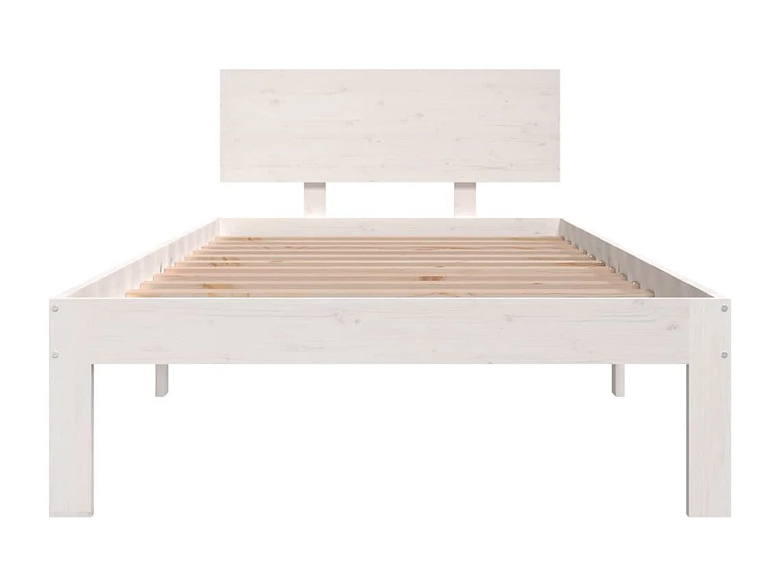 Lit Blanc Bois de pin massif 90x200 7