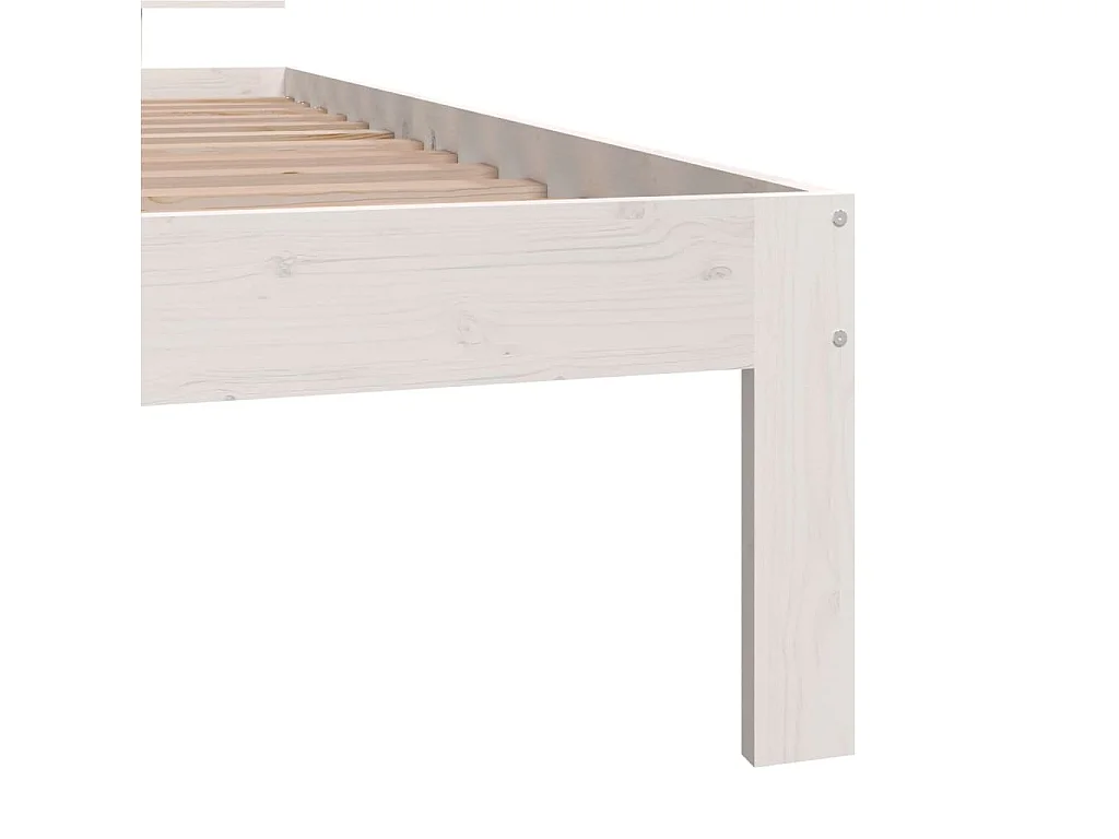 Lit Blanc Bois de pin massif 90x200 7