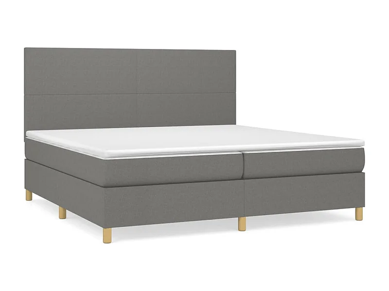 Lit à sommier tapissier avec matelas Gris foncé 200x200 Tissu 9