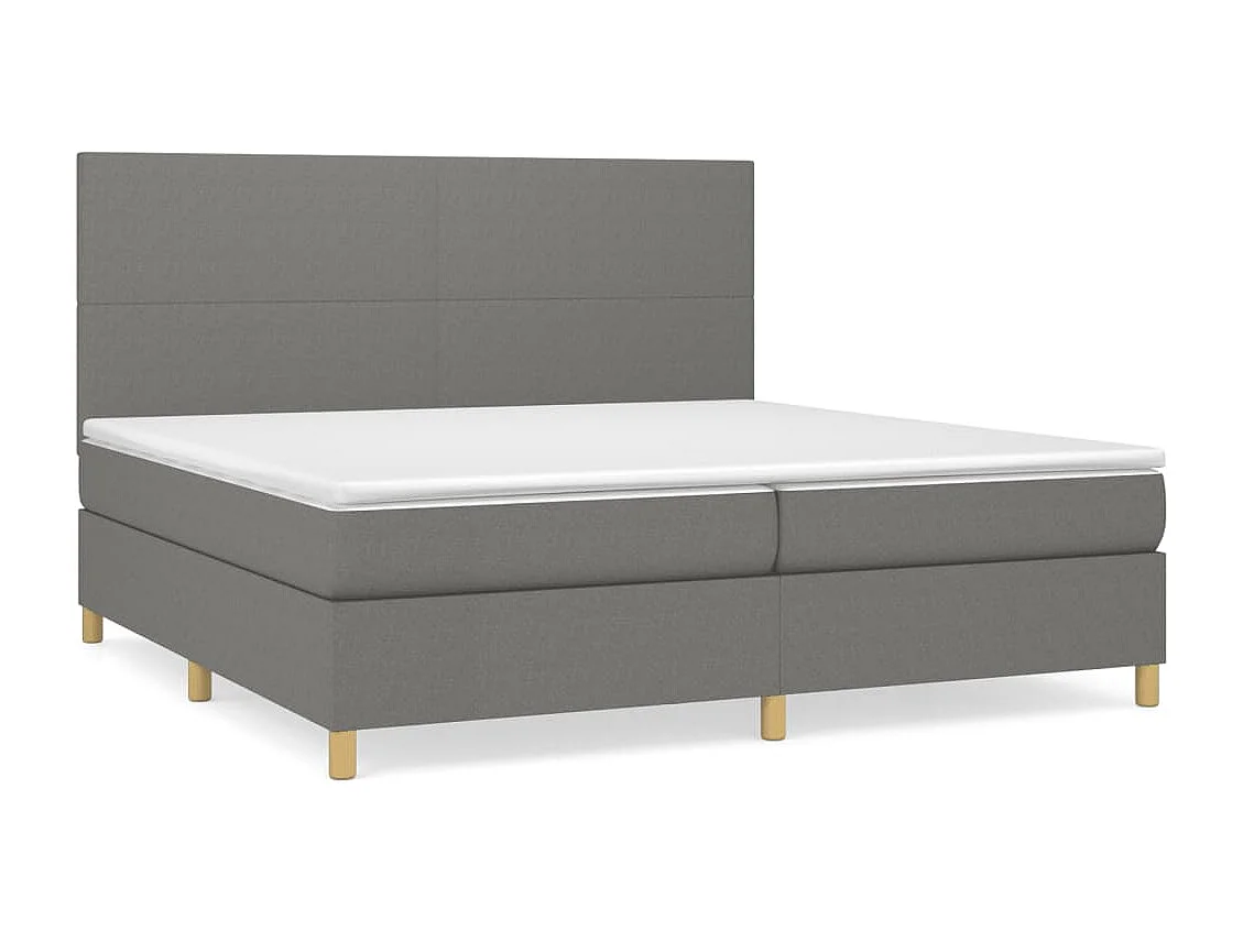 Lit à sommier tapissier avec matelas Gris foncé 200x200 Tissu 9