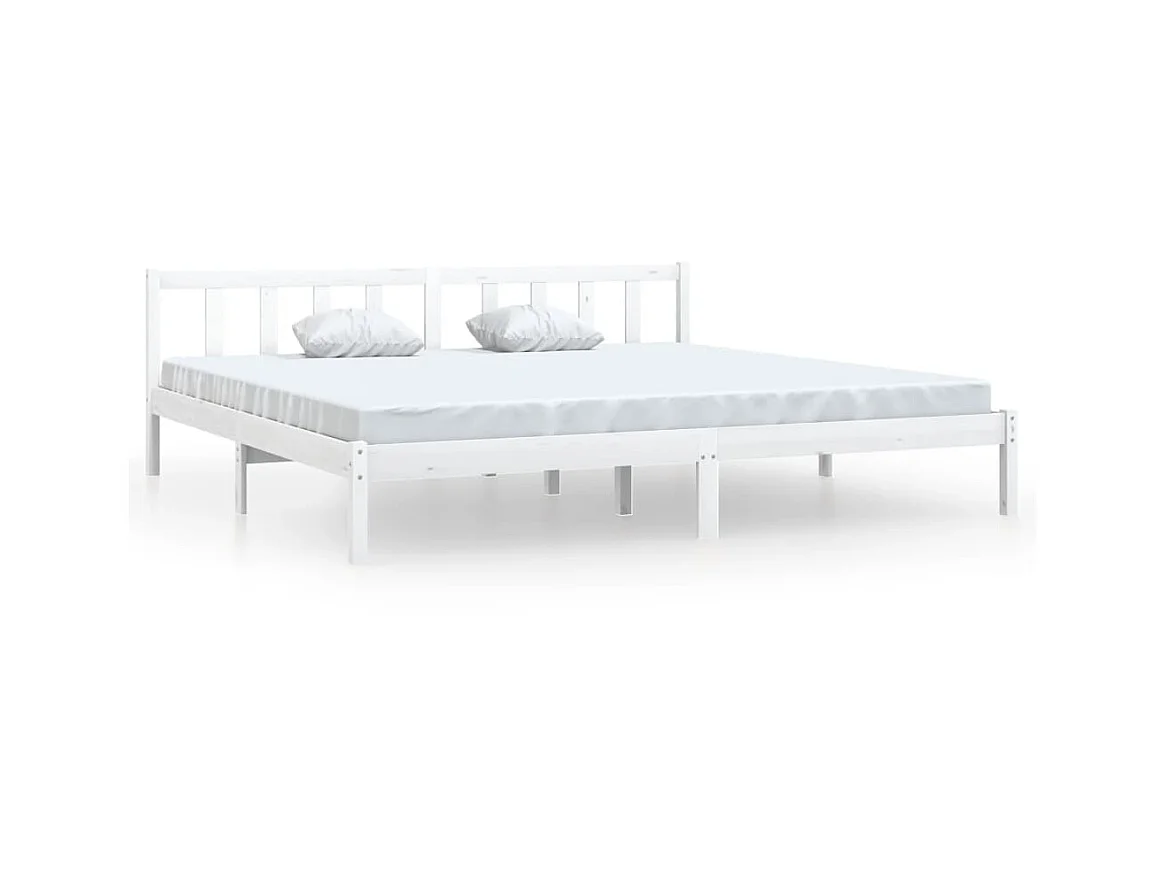 Bedframe massief grenenhout wit 180x200 cm
