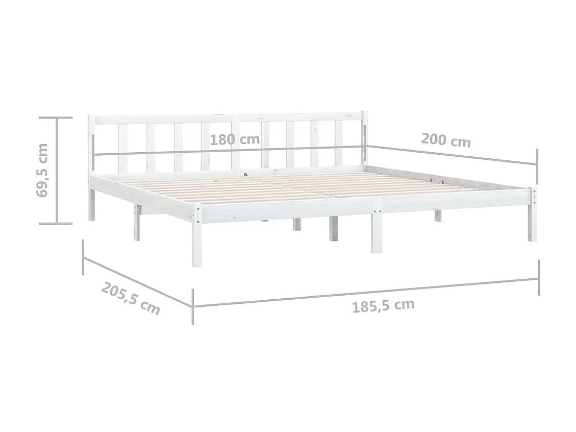 Estructura de cama madera maciza blanco Super King 180x200 cm