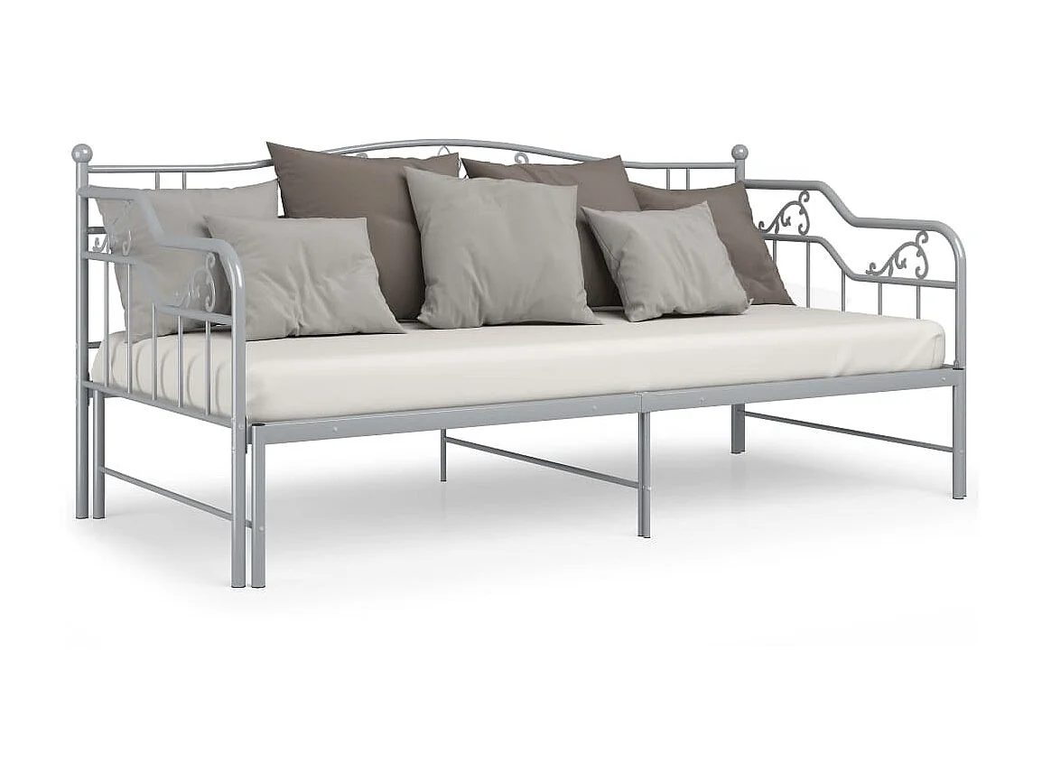 Cadre de canapé-lit extensible Gris Métal 90x200 3