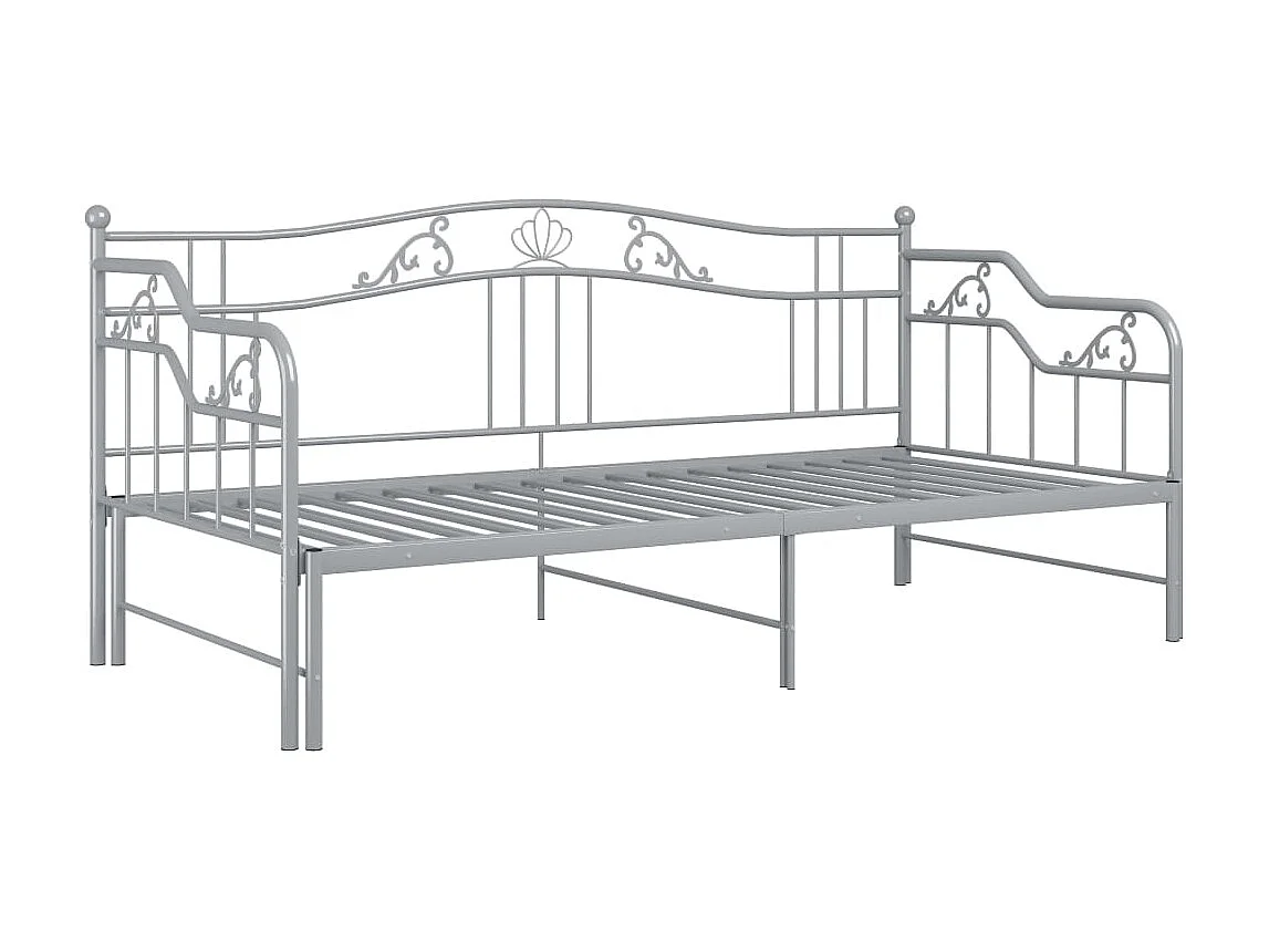 Cadre de canapé-lit extensible Gris Métal 90x200 3