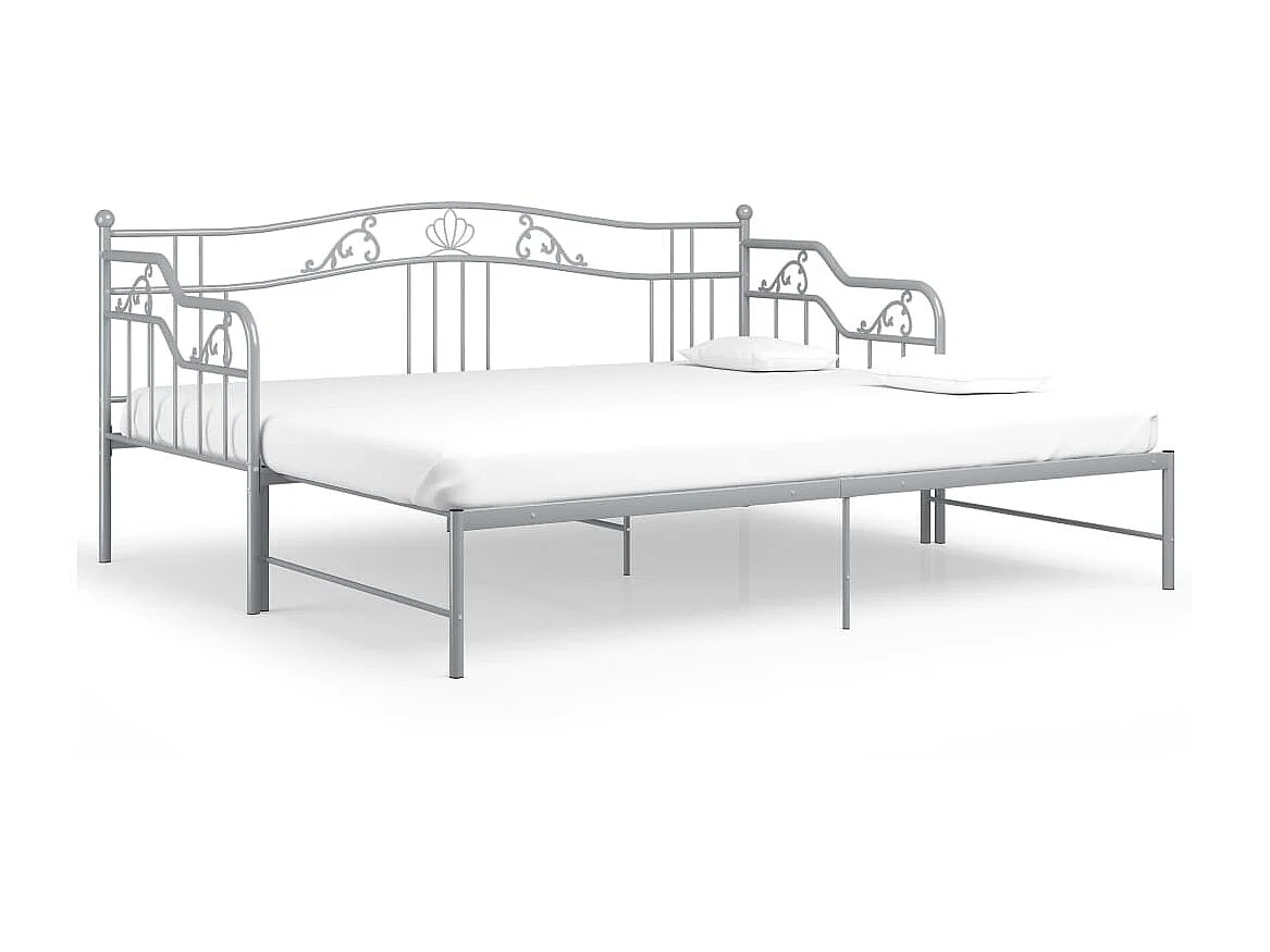 Cadre de canapé-lit extensible Gris Métal 90x200 3