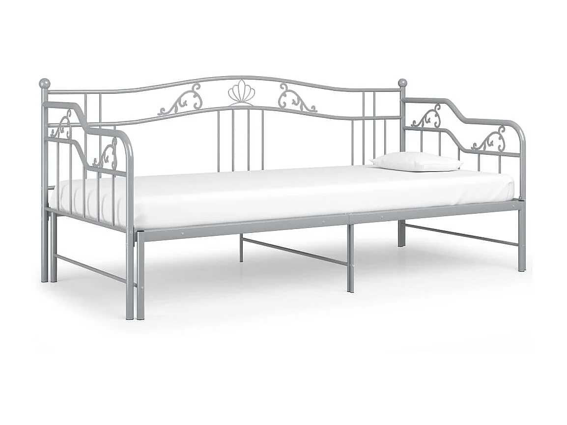 Cadre de canapé-lit extensible Gris Métal 90x200 3